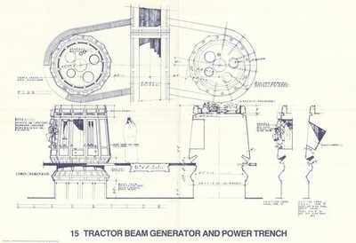 Todesstern Traktor - Beam & Power Trench - Star Wars Bauplan - 20C Fox 1977 Karte