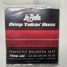 6-string Bass Guitar Strings La Bella 760N Black Nylon Tapewound