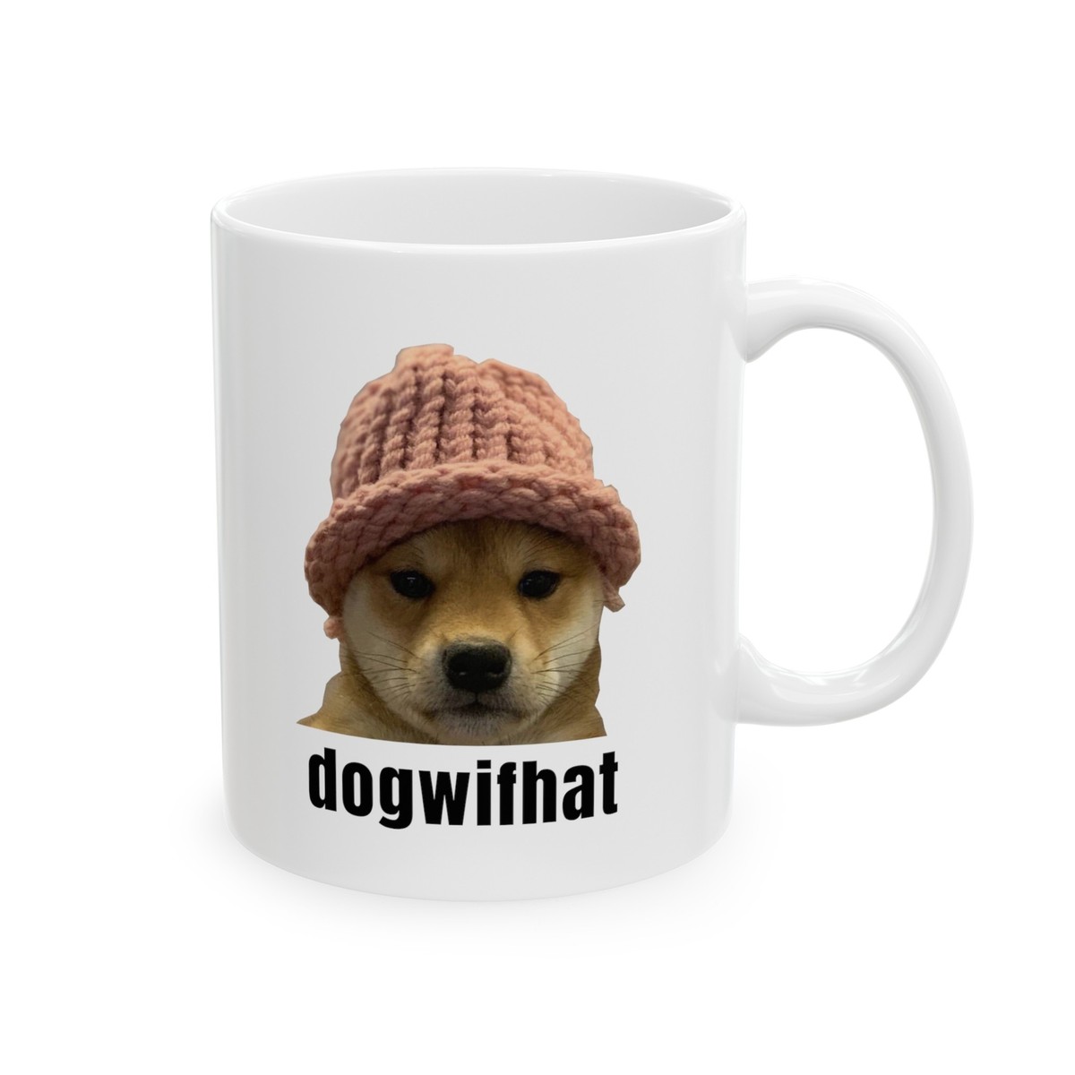 dogwifhat WIF White Coffee Mug, (11oz, 15oz), Meme Token Mug, Crypto Mug