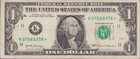 US Bank Star Note $1 Dollar Bill Fancy Serial # K07560378 Error Cut — photo 1