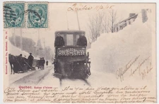 QUEBEC TROLLEY SNOW SWEEPER PLOW CLEARS THE RAILS, POSTED 1905 TO FRANCE