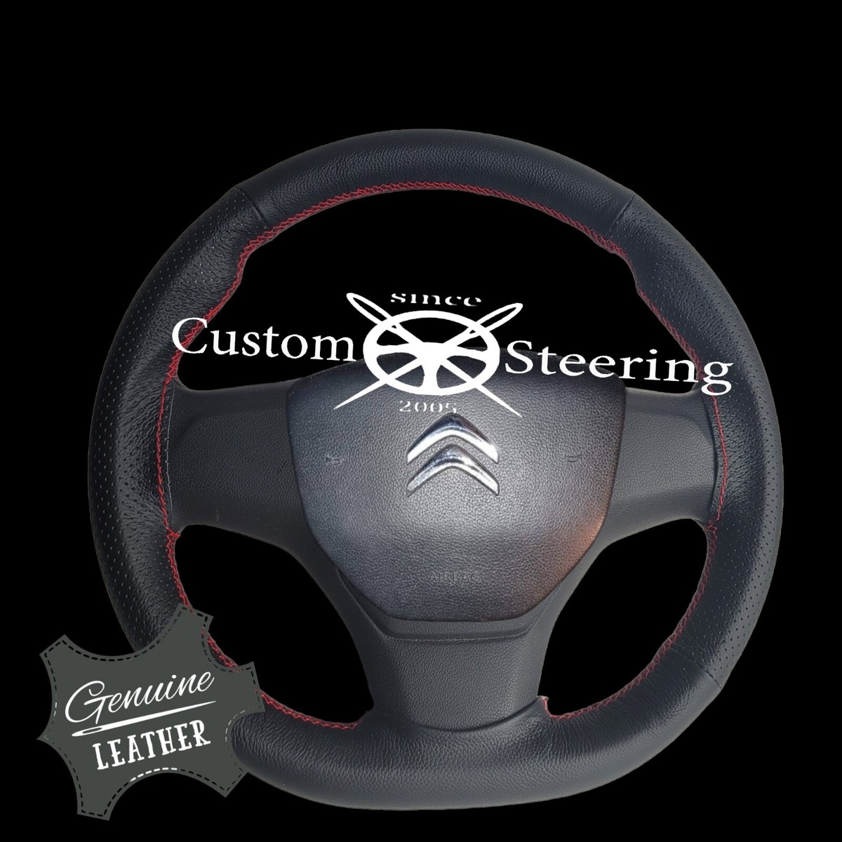Housse De Volant En Cuir Perforé Pour Citroën Berlingo (2008-2016) Et Jumpy (2009-2016) - Protection Et Meilleure Prise - 2