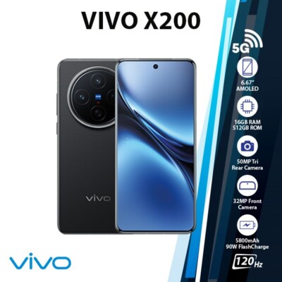 VIVO X200 5G Android Cell Phone (Black/16GB+512GB/ Dual SIM
