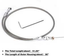 36" Braided Throttle Cable Kit Compatible with 97-07 Chevrolet/Chevy LS1 Engine