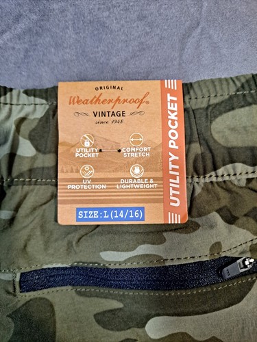 Weatherproof Vintage Utility Pocket Stretch Youth Camo Pull On Large 14/16 NWT - Picture 3 of 13