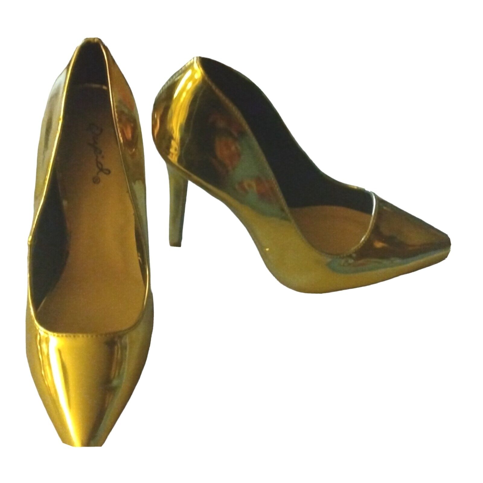 Qupid Womens Gold High Heels Shoes SZ 6 1/2 Point… - image 1