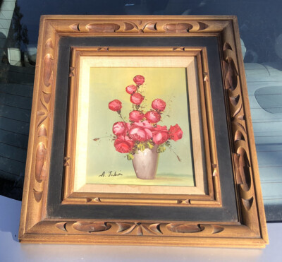 Beautiful￼ Original Oil Painting Signed A. Julia (Rant) Roses Still Life 17x15