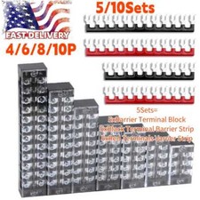 5/10 Sets 600V 15A Dual Row Screw Terminal Block Terminal Barrier Strip 4-10P