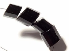 Lot 4 mixed vintage Deco Czech geometric faceted black oblique cut glass beads
