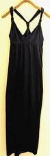 Leilani Empire Waist Maxi Sleeveless Black Dress Racerback V-Neck Strappy Size S