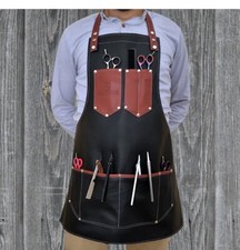 Professional Leather Apron Women Men Barber Waterproof Aprons Black New