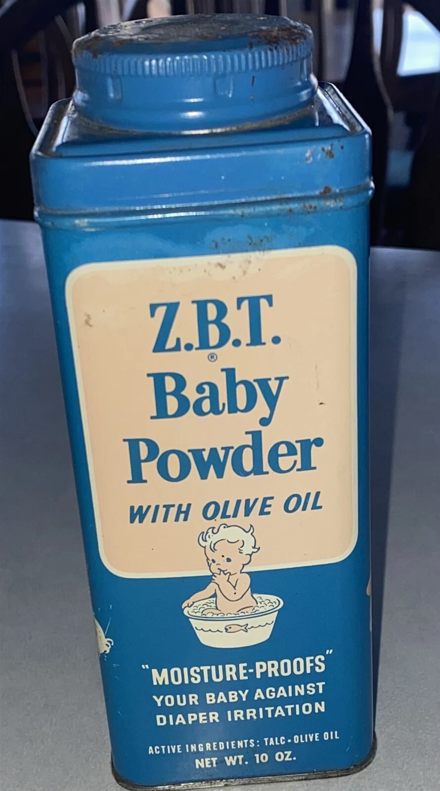 Darling Vintage Z.B.T Baby Powder tin Baby in wash tub Glenbrook Labs new York