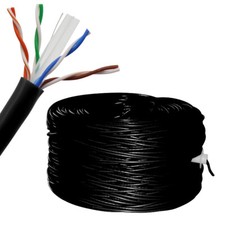 50M-300M Indoor Outdoor CAT6 Ethernet LAN Network Cable AWG23 CCA UTP Black Lot