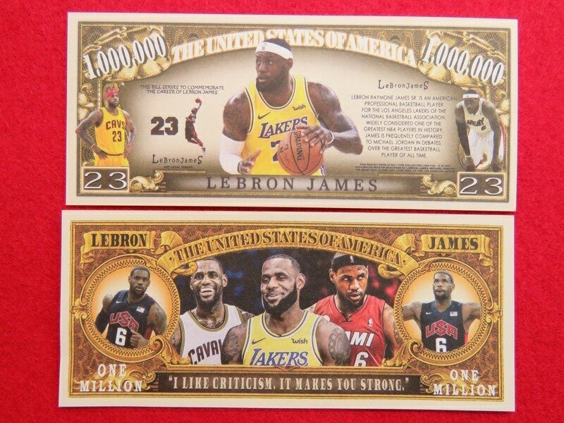 LEBRON JAMES: L.A. Lakers Basketball Superstar ~ $1,000,000 One Million Dollars