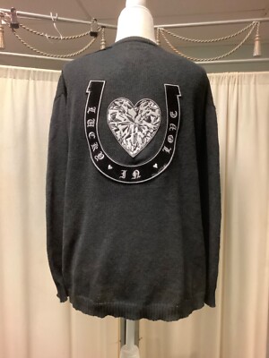 Lauren Moshi Lucky In Love Horseshoe Oversized Scoop Neck Pullover Sweater  XS/S