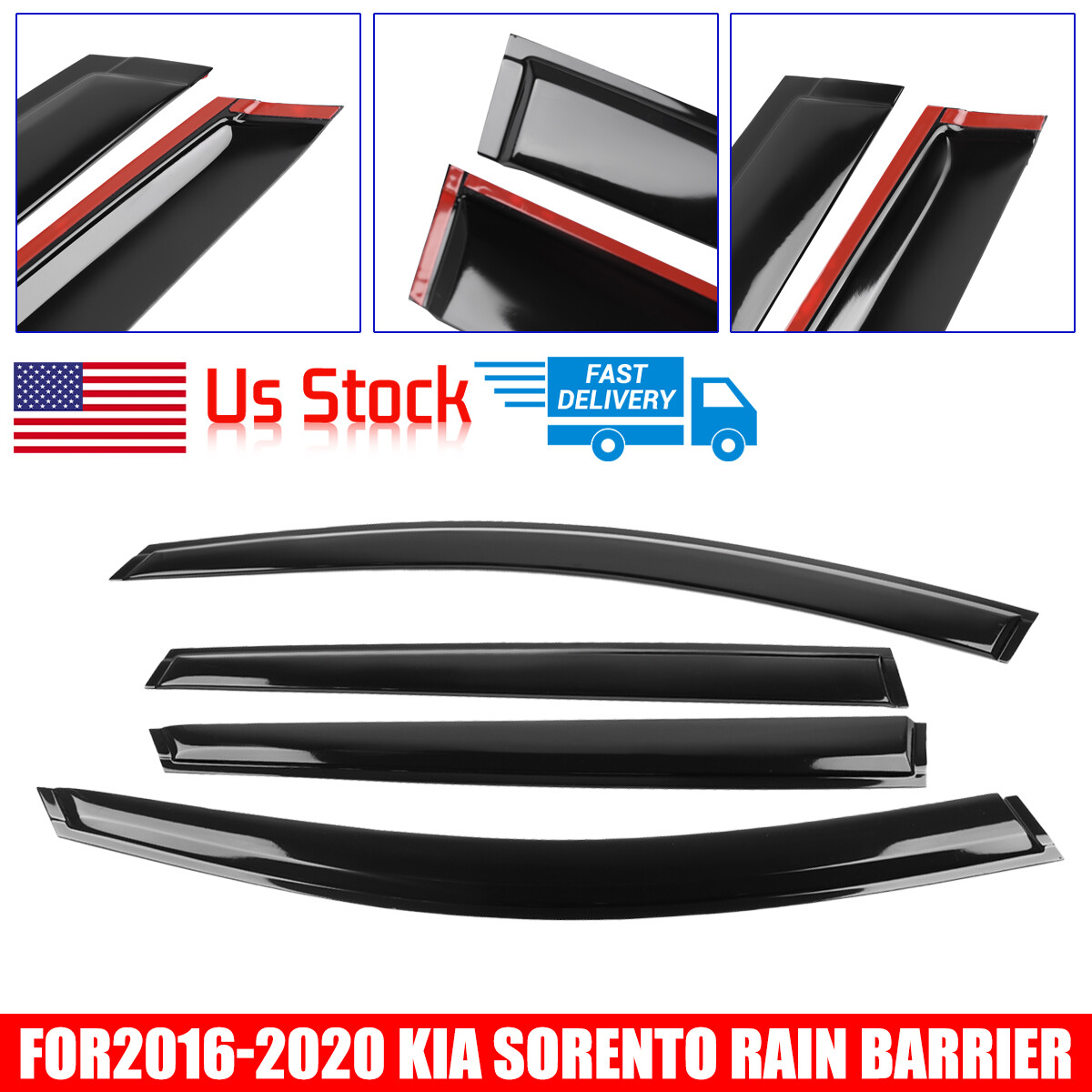 FOR 2016-2020 KIA SORENTO JDM Mugen Style Window Visors Rain Guards Deflector