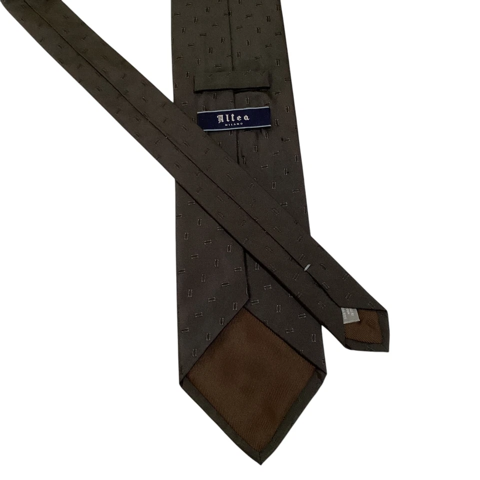 Gravata masculina ALTEA 100% seda 55 1/8 x 3 1/2 designer ITÁLIA verde geométrico em excelente estado usado - Imagem 3 de 3