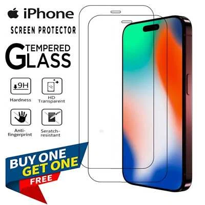 Tempered Glass Screen Protector For iPhone 16 15 14 13 12 11 Pro Max Mini XR X
