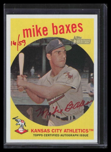 2008 Topps Heritage Real One Autographs Red Ink MB Mike Baxes Auto 16/59