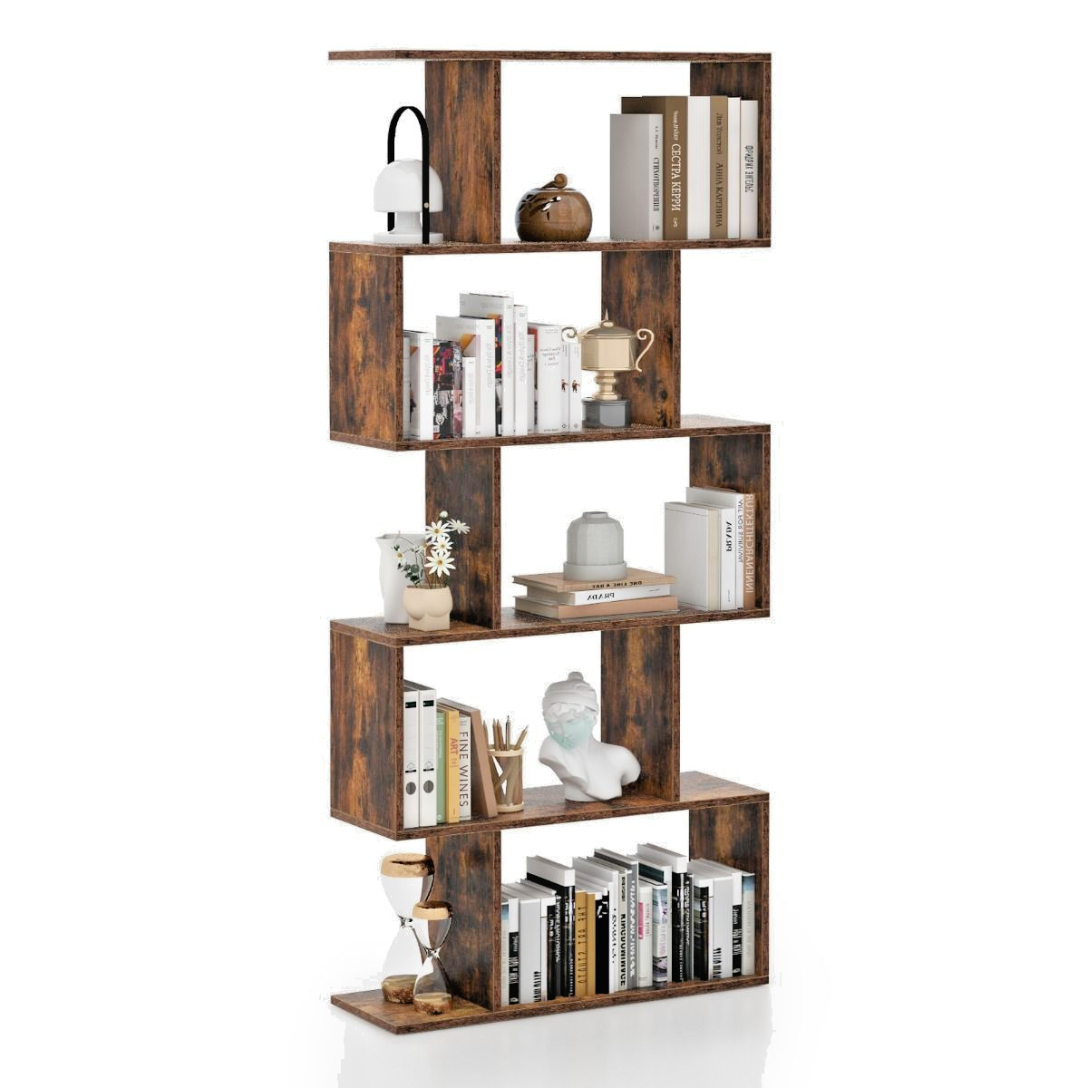 Meuble Bibliothèque Bois MDF Rangement Étagère Avec 5 Niveaux Pour