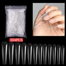 504Pcs Extra Long False Nail Tips Ballerina Full Cover C Curve Shape Fake Nails