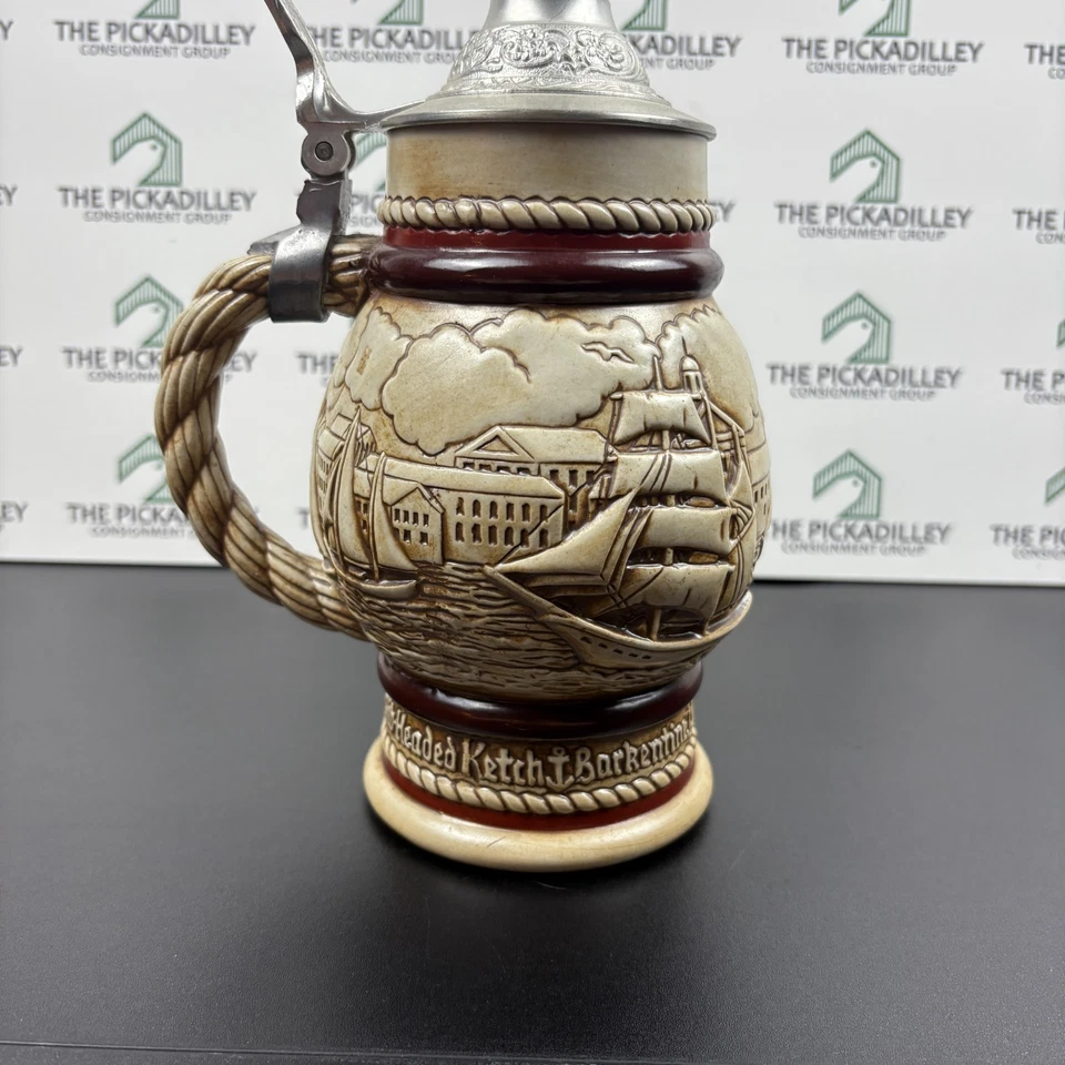 De colección 1977 Avon Barcos Altos Cerveza Piedra Peltre Tapa 28oz Náutico Brasil Foto 4 de 4