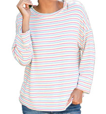 Fresh Produce M L Natural Stripe shoreline Callie pullover top 69 nwt new