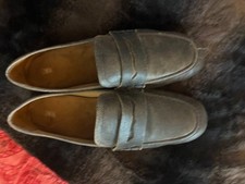 ZARA REAL LEATHER LOAFERS BLACK/BROWN SIZE 9 (EU 40)  DISTRESSED