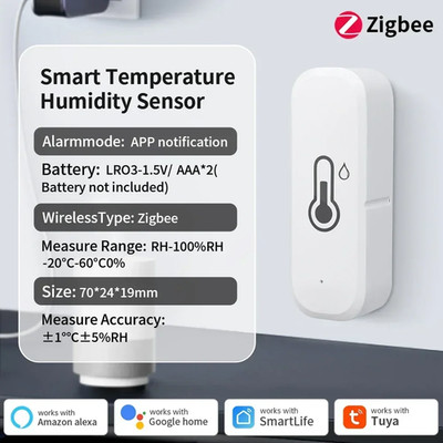 Powered by Tuya Thermometer Zigbee 3.0/Wifi Smart Temperature Humidity Sensor AP