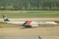 Postcard Airline Flying Tigers DC-8-73CF N4869T at Zurich AP1.