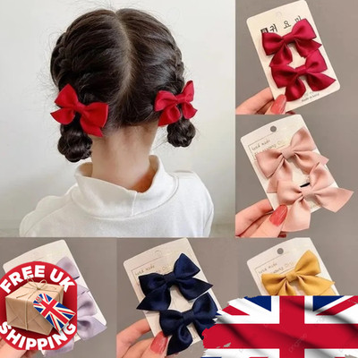 2x Mädchen süße Schleife Haarspangen süße Kleinkind Haarnadeln Kinder Boutique Accessoires Gi