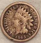 1863 Indian Head Cent - Penny - 1C - Grade G/VG - #14375