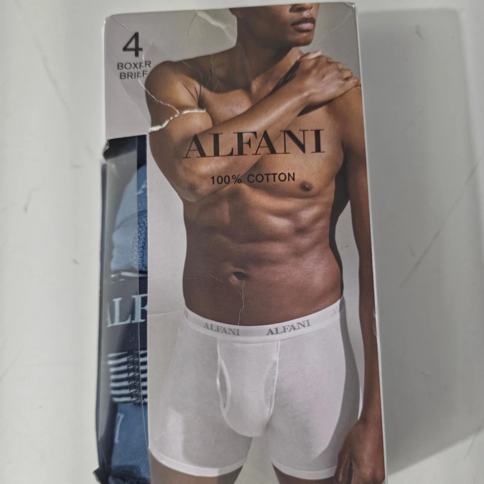 Трусы мужские Alfani Boxer маленькие темно-синие/светло-голубые нижнее белье 100% хлопок упаковка 4 шт. новые с ценниками - Изображение 2 из 4