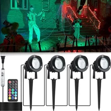 20W Halloween Christmas Spot Lights Outdoor, RGB Color Changing Landscape 120V