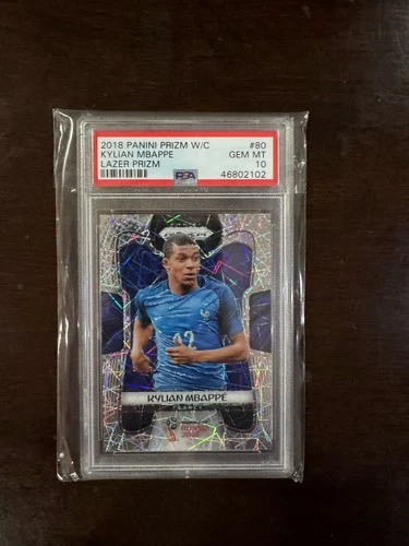 2018 Panini Prizm World Cup Kylian Mbappe Lazer Prizm RC #80 PSA 10 France