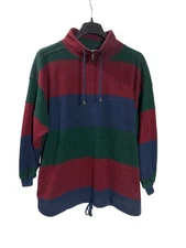 Vintage Y2K Venezia Womens Striped Pullover Sweater Drawstring Hem Size 14/16