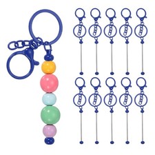 10Pcs Beadable Keychains, DIY Beaded Keychain Making Kit, Dark Blue