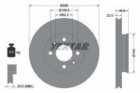 Textar Bremsscheiben Textar PRO Ø 256Mm InnenbelüFtet Beschichtet FüR KIA 921647
