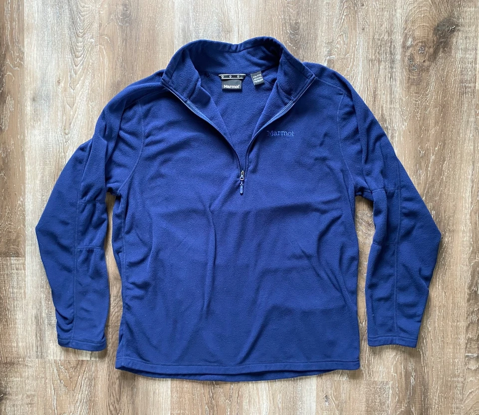 MARMOT navy blue 1/2 zip fleece mock neck pullover jacket~men's size XXL~2X~ - Image 3 of 4