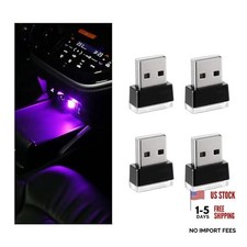 4 PCS USB LED Car Interior Atmosphere Lamp, Portable Mini LED Night Purple-4PCS