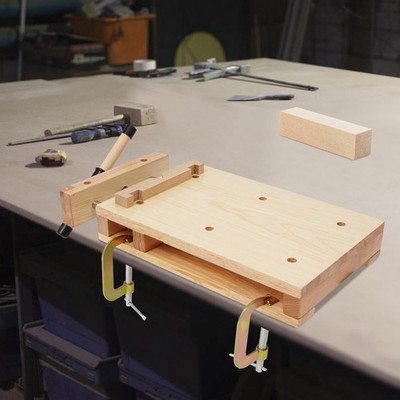 Portable Rubber Wood Workbench Wooden Workbench With C-clips Adjustable Vise