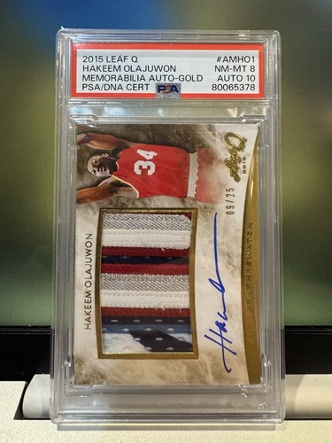 2015 Leaf Q HAKEEM OLAJUWON 09/25 Memorabilia AUTO-GOLD PSA 8 - PSA 10 AUTO