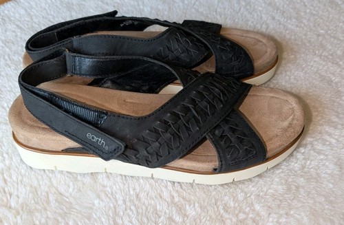 Earth Spirit Sandals Etulia Womens Size 10 Black Hook Loop Strap Low Shoes - Picture 4 of 7
