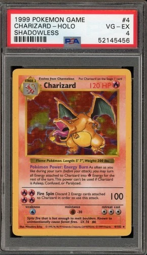 Pokemon Charizard Base Set Shadowless Holo Rare #4 PSA 4