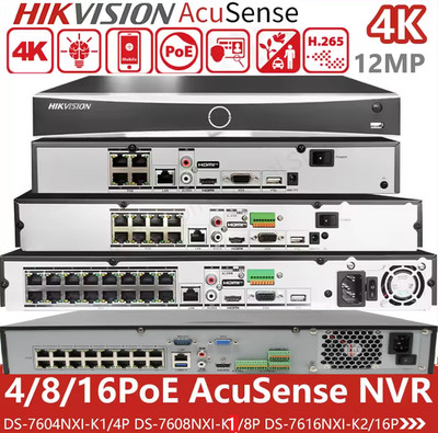 HIKVISION 4 8 16 32 KANAL POE NVR 4K 12MP IP NETZWERK VIDEORECORDER NXI Serie