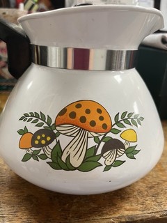 Corning Ware 6 Cup Teapot Coffee Merry Mushrooms P 104 With Lid Vintage !! RARE