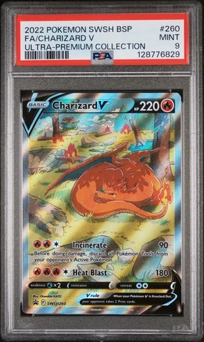 2022 POKEMON SWSH BLACK STAR PROMO #260 FULL ART/CHARIZARD V PSA 9