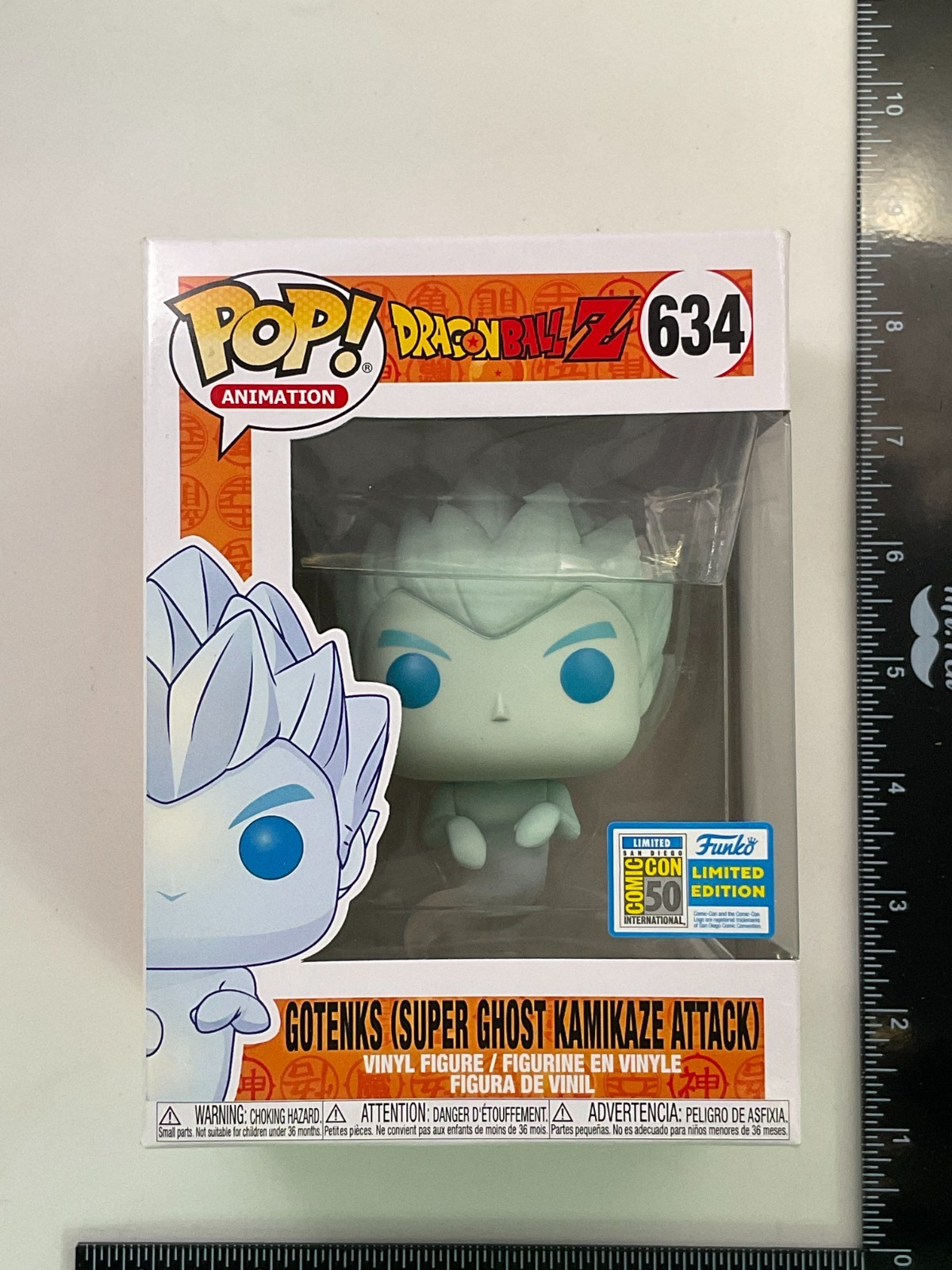 Funko Pop! DBZ: Gotenks #634 Super Ghost Kamikaze SDCC 2019 pegatina oficial J2