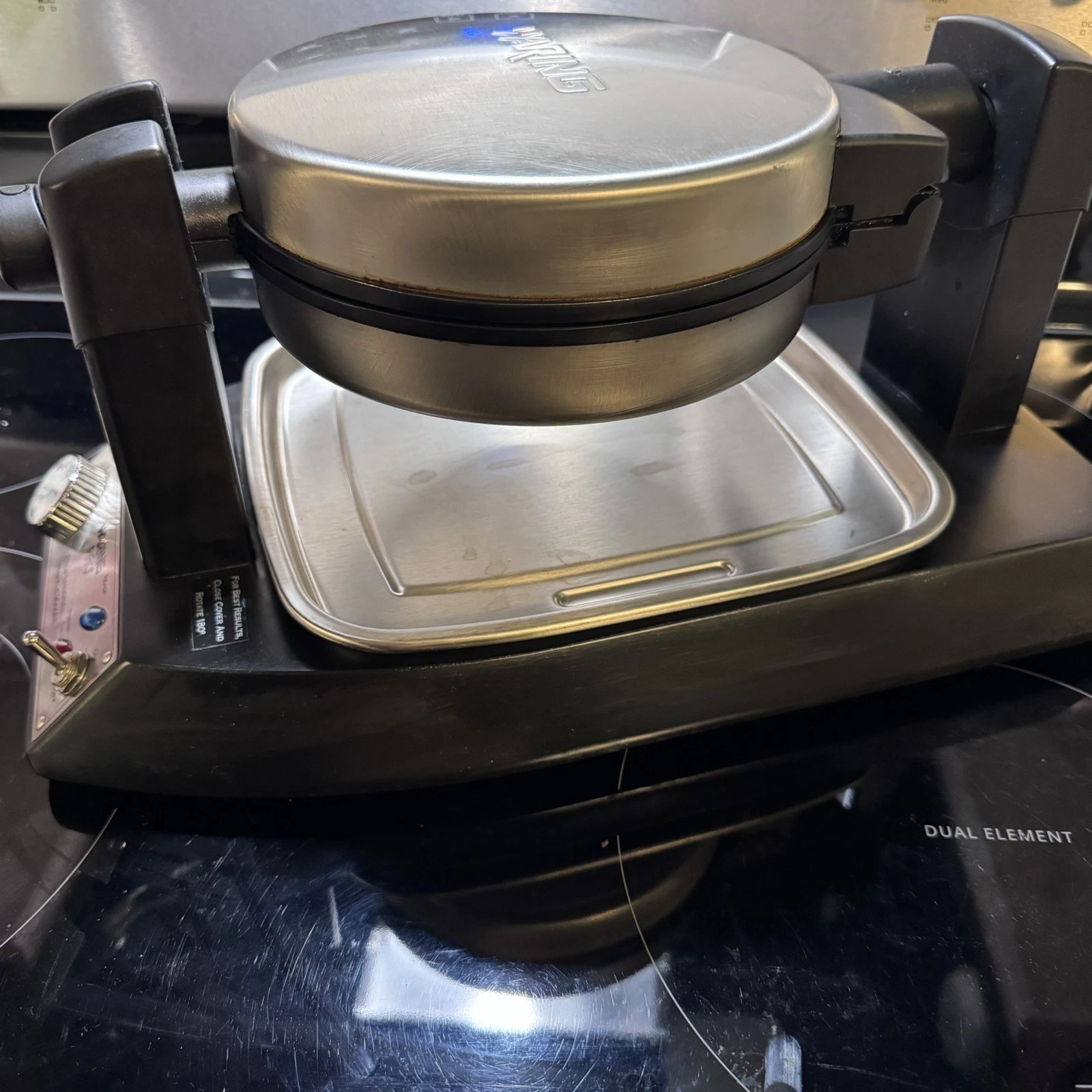 Waring Pro Belgium Stainless Waffle Maker WWM200SA Rotating Restaurant Style VGC