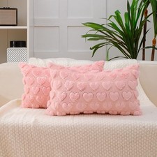 Valentines Day Throw Pillow Covers 12 x20 Set of 2 2 pieces, 12"x20" Pink